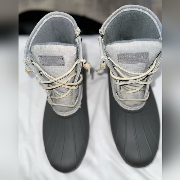 Sperry Saltwater Duck Grey Lace Up Round Toe Duck Boots STS80411 Women's Size 11 - Picture 4 of 11